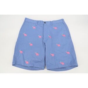 Castaway Nantucket Island Mens 34 Pink Elephant Martinis Embroidered Shorts Blue